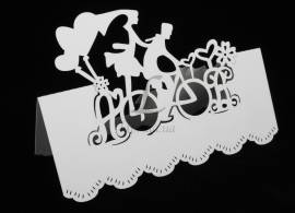 Посадочная карточка "Пара на велосипеде" белая