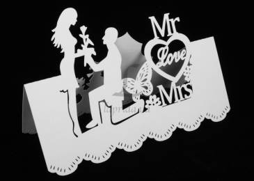 Посадочная карточка "Mr love Mrs" белая