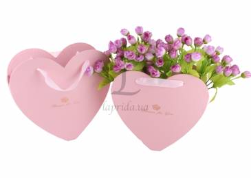 Коробки под цветы в форме сердца с ручками (розовые)