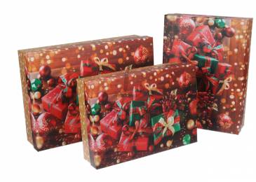 Подарункова коробка новорічна (комплект 3шт.) BOX-8861 73-2930