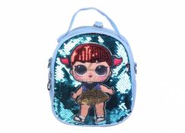 Рюкзак детский "Кукла LOL" голубой с пайетками