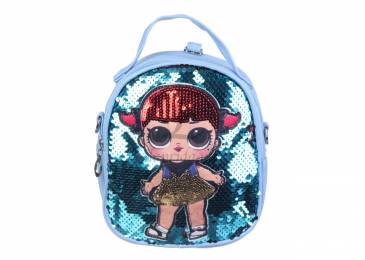 Рюкзак дитячий "Лялька LOL" блакитний з паєтками