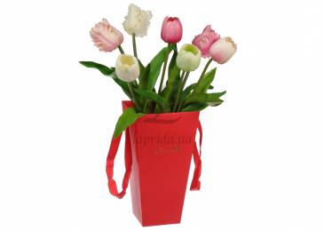Коробка для квітів червона (15х27х9см) 73-2312