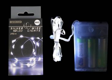 Гірлянда Срібний дріт 40 Led біл на бат АХ9730020/2284*