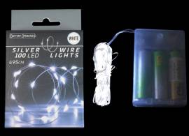 Гірлянда Срібний дріт 100 Led біл на бат АХ9730040/2307*