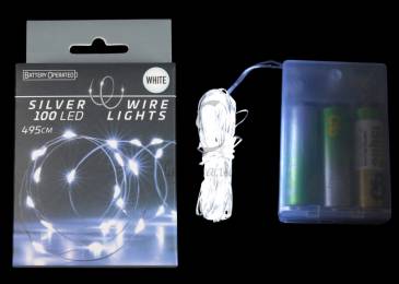 Гірлянда Срібний дріт 100 Led біл на бат АХ9730040/2307*