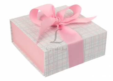 Итальянская подарочная коробка серо-розовая (16*16 см)