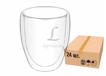 Склянка скляна з подвійним дном (скринька 24 штук) 350ml 671-095