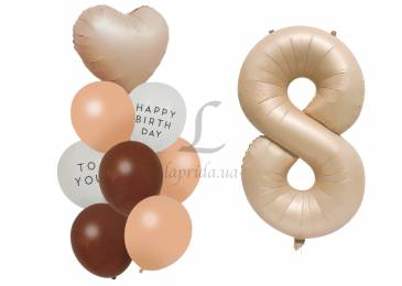 Комплект воздушных шаров "Happy Birthday" "8" 5-81738