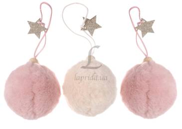 Куля різдвяна 80мм штучне хутро рожева AHR003900/6825 N [12]*