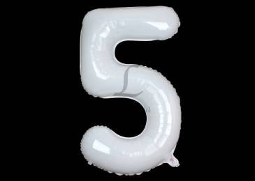 Воздушный шар в форме цифры белый "5" 1м 5-80991
