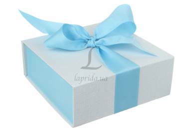 Итальянская подарочная коробка бело-голубая (16*16 см)