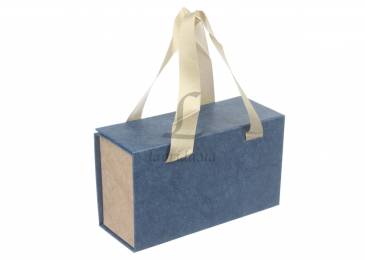 Итальянская подарочная коробка сине-бежевая (18*10 см)