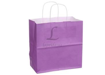 Бумажный пакет белый цветной с ручками (220*120*230 мм) фиолетовый 2-66926021