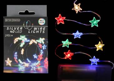 Гірлянда Срібний дріт Зірки 40 Led мульткол АХ9732310/8033*