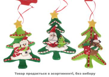 Декор Підвіска Ялинка з персонажем 3 види 12*9*1.8см AA453ABC*