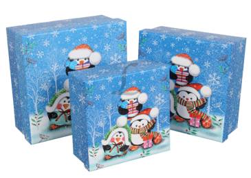 Подарочная коробка новогодняя (комплект 3шт.) BOX-8855 73-6235