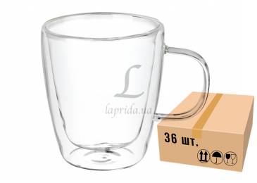 Чашка скляна з подвійним дном (скринька 36 штук) 200ml 671-101