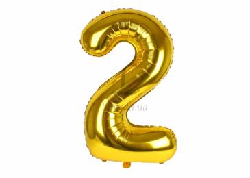Повітряна кулька цифра "2" золото