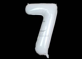 Воздушный шар в форме цифры белый "7" 1м 5-81011