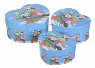 Новогодняя подарочная коробка в форме сердца (голубая)