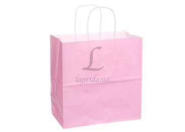 Бумажный пакет белый цветной с ручками (220*120*230 мм) розовый 2-66926069