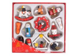 Декор Набір прикрас Новорічних деревяних 12шт/5742*