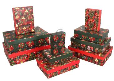 Подарочная коробка новогодняя (комплект 10шт.) BOX-2513 73-6143