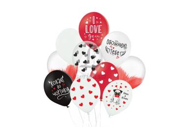 Набір повітряних кульок "Кохання до чортиків", серця, без обкладинки, 10 шт 2-66925901