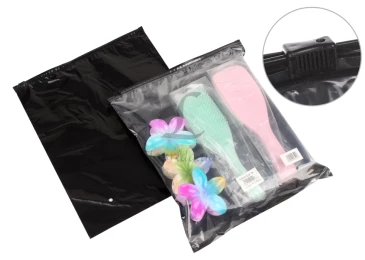 Пакет слайдер із чорним замком та прозрачною стінкою 250х300 мм 60 мкм чорний матовий 31-165