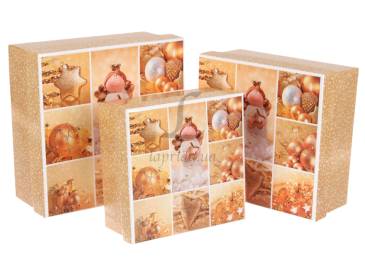 Подарункова коробка новорічна (комплект 3шт.) BOX-8858 73-3432 (2-66927196)