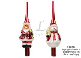 Верхівка ялинки санта 28см червона скло ABR823550/5627 N*