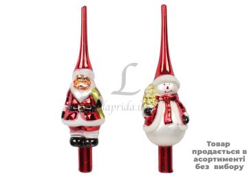 Верхівка ялинки санта 28см червона скло ABR823550/5627 N*