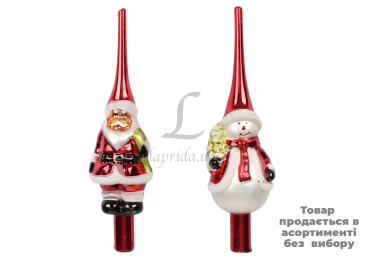 Верхівка ялинки санта 28см червона скло ABR823550/5627 N*