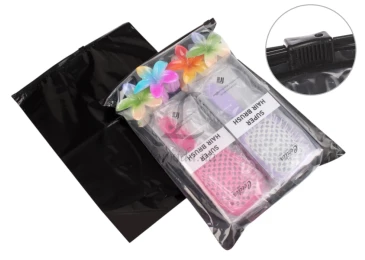 Пакет слайдер із чорним замком та прозрачною стінкою 250х350 мм 60 мкм чорний матовий 31-172