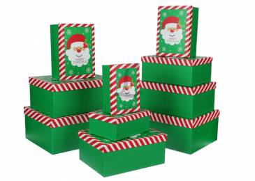 Подарункова коробка новорічна (комплект 10шт.) D10-30 73-2534