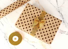 Папір пакувальний крафт "Серця міні шоколадні та білі" в рулоні (0,7м х8м) 70г/м2 255-9056