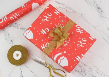 Папір пакувальний "НО-НО червоний" новорічний в рулоні (8м*0.7м) в рулоні 255-5911