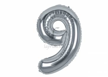 Повітряна кулька цифра "9" серебро (70 см)