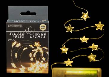 Гірлянда Срібний дріт Зірки 40 Led тепло біл АХ9731310/7470*