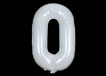 Воздушный шар в форме цифры белый "0" 1м 5-80946