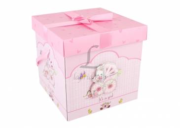 Коробка сборная "It's a girl" розовая