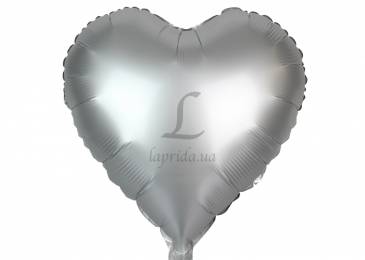Воздушный шар в форме сердца матовый серебро (45см) 5-80922