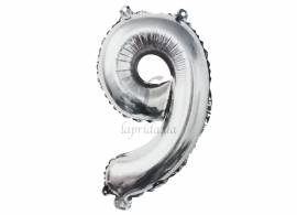 Воздушный шар в форме цифры серебро матовый "9" 1м 5-78301