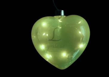Скляний підвісний декор у формі серця (зелений)