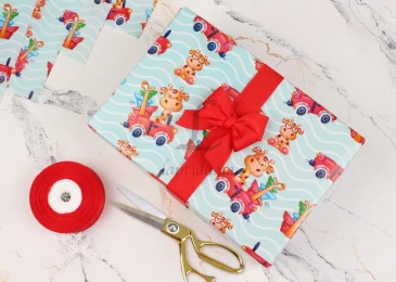 Папір пакувальний в листах 10арк "Жираф на машині" (0,7м х1м) 80г/м2 255-6871