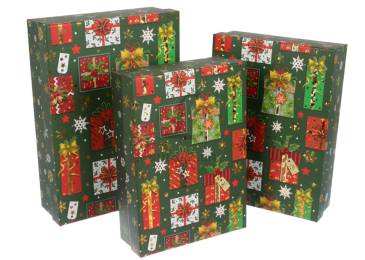 Подарочная коробка новогодняя (комплект 3шт.) BOX-2408 73-6242