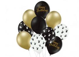 Набор воздушных шаров "Happy birthday, Play Boy" черный, белый, золотой, 10 шт. в уп. 251-9203