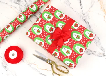 Папір пакувальний новорічний "Ведмедики на червоному" в рулоні (0,7м х8м) 70г/м2 255-7168