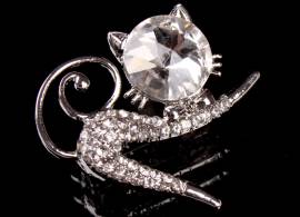 Брошь "Кошка" серебро 1-212440